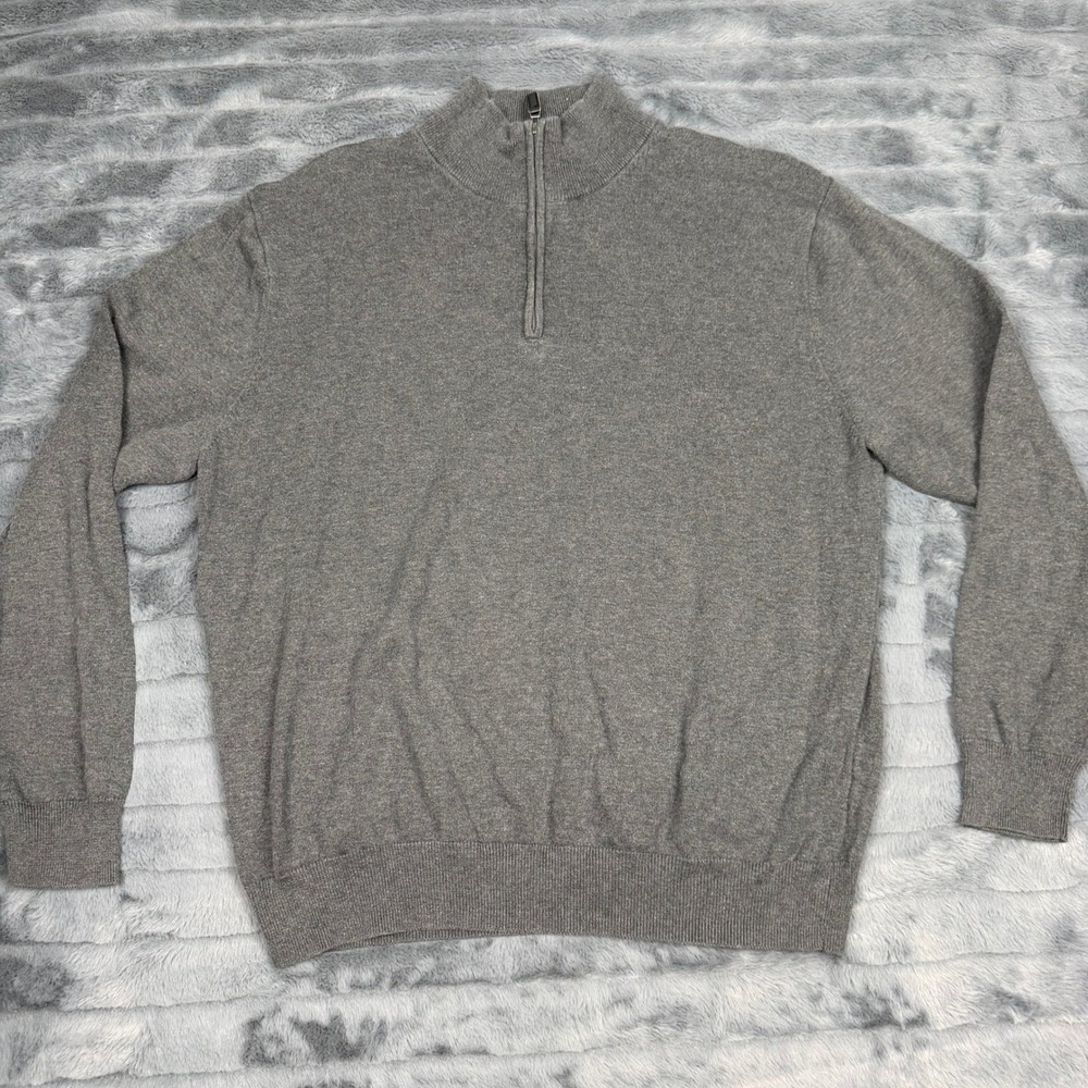 Jos A Bank Signature Collection Gray Pima Cotton Quarter Zip Sweater Mens Large